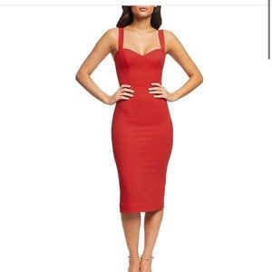 Dress the Population Women's Nicole Sleeveless Bodycon Stretch Midi Sheath Red